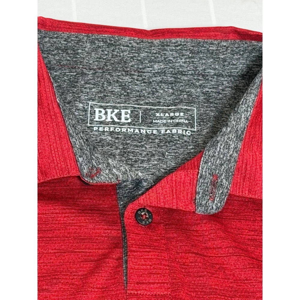 BKE Performance Fabric Polo Shirt Mens XL Red Space Dye Heather Short Sleeve New - Picture 2 of 5